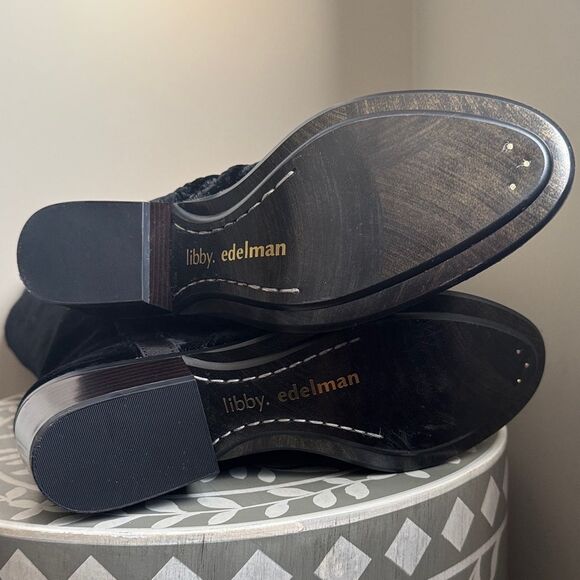 Libby Edelman Black Textured Heeled Boots sz 7.5 - Picture 8 of 16